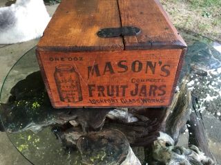 Antique/vintage Mason Fruit Jar Wooden Box All Complete &