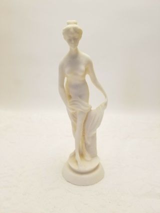 Vtg White Bisque Nude Woman Lady Draped Cloth Bathing Grecian Statue 6 " Figurine
