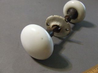 Antique White Porcelain Door Knob Handle Set With Spindle And Flange