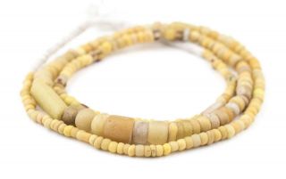 Yellow Ancient Djenne Nila Glass Beads 7mm Mali African Unusual 29 Inch Strand