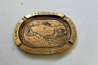 Vintage Brass Ashtray From The Launching Of The U.  S.  S.  Honolulu