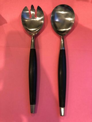 Vintage Hand Forged Solid Stainless Silver Heavy Serving Spoons By Takashimaya