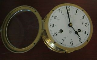 Vintage German Schatz Royal Mariner Brass Ship Clock 8 day Ships Bell Germany 10