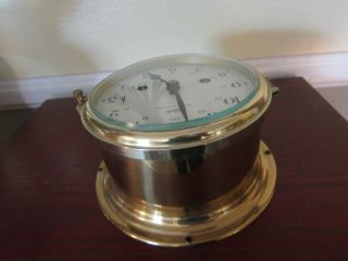 Vintage German Schatz Royal Mariner Brass Ship Clock 8 day Ships Bell Germany 5