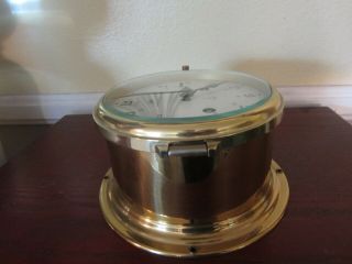 Vintage German Schatz Royal Mariner Brass Ship Clock 8 day Ships Bell Germany 7