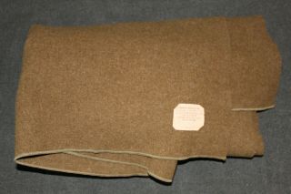 Scarce WW2 U.  S.  Army 1944 dated OD Wool Field Blanket, 2