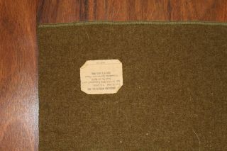 Scarce WW2 U.  S.  Army 1944 dated OD Wool Field Blanket, 7