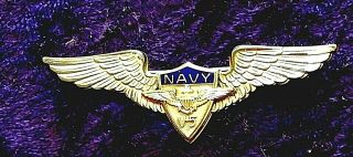 Wwii Us Navy Usn V - 5 Wings Sterling Silver 1/10 10k Gold