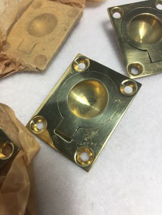 Set Of 4 Recessed Brass Ring Pulls