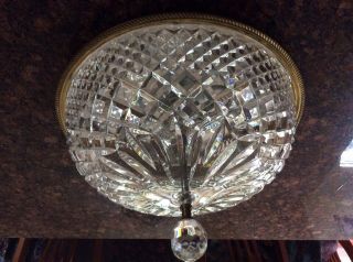 Vintage Waterford 15” Cut Glass Ceiling Mount Chandelier
