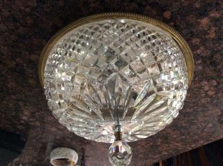 Vintage Waterford 15” Cut Glass Ceiling Mount Chandelier 3