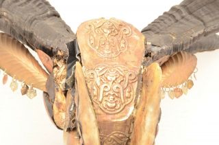 Antique Tibetan buddhist Goat Kapala Skull Mask vintage cerimonial relequari 10