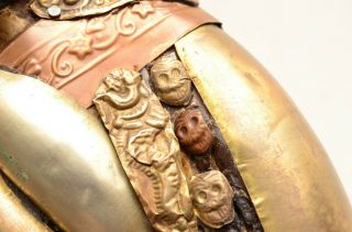 Antique Tibetan buddhist Goat Kapala Skull Mask vintage cerimonial relequari 12
