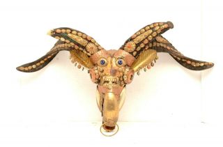 Antique Tibetan Buddhist Goat Kapala Skull Mask Vintage Cerimonial Relequari