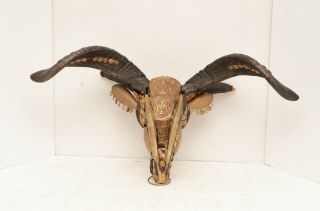 Antique Tibetan buddhist Goat Kapala Skull Mask vintage cerimonial relequari 9