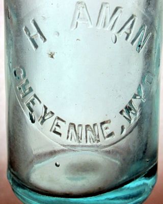 Vintage H.  Aman Blob Top Bottle From Cheyenne Wyoming L@@k 7 Days