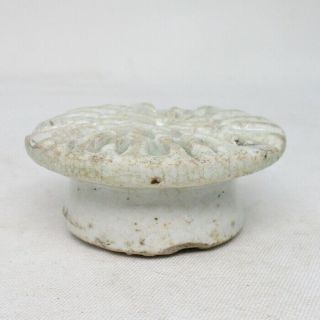 H551: Real Old Korean Rice Cake Mold Of White Porcelain Of Joseon Dynasty Age