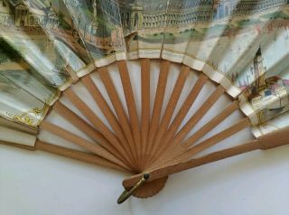 Antique 1893 World ' s Columbian Exposition Souvenir Lithograph Paper Hand Fan 5