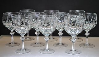 Rare Pattern Vintage Gorham Crystal " La Scala " Pattern Water Goblet Glasses (10)