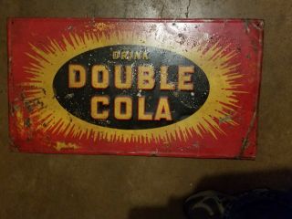 Double Cola Embossed Metal Sign Vintage Soda Pop Cafe Old Diner Drink