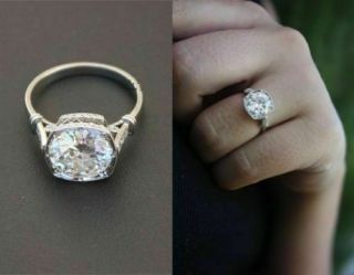Vintage 2.  25 Ct Diamond 14k White Gold Antique Art Deco Engagement Wedding Ring