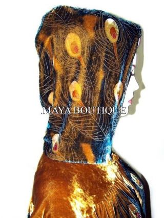 Opera Cape Cloak Beaded Velvet Lace Peacock Victorian Antique Gold Maya Matazaro 11