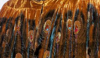 Opera Cape Cloak Beaded Velvet Lace Peacock Victorian Antique Gold Maya Matazaro 12