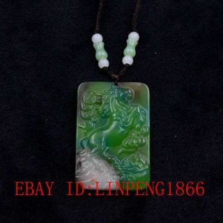 Chinese Natural Hetian Jade Hand - Carved Horse Pendant L38