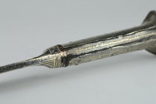 A Fine Antique 19th C marked Ottoman Bichag Dagger Yataghan Silver Niello handle 11