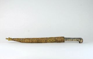 A Fine Antique 19th C Marked Ottoman Bichag Dagger Yataghan Silver Niello Handle