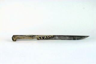 A Fine Antique 19th C marked Ottoman Bichag Dagger Yataghan Silver Niello handle 3