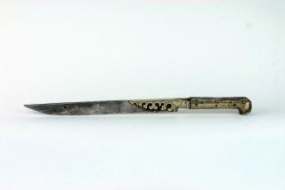 A Fine Antique 19th C marked Ottoman Bichag Dagger Yataghan Silver Niello handle 4