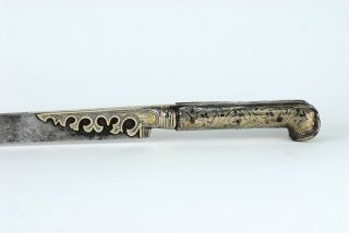 A Fine Antique 19th C marked Ottoman Bichag Dagger Yataghan Silver Niello handle 5