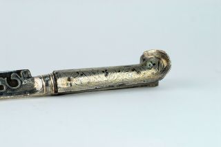 A Fine Antique 19th C marked Ottoman Bichag Dagger Yataghan Silver Niello handle 9
