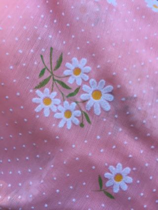 4,  YDs Vintage Peachy Pink Sheer Flocked White Daises & Polka Dots Fabric 4