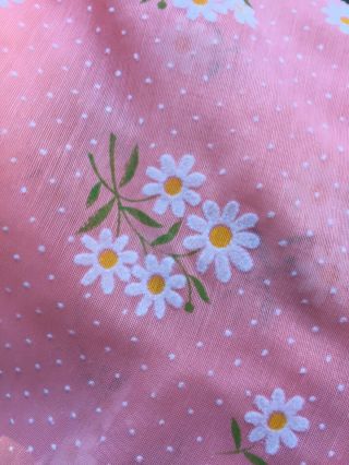 4,  YDs Vintage Peachy Pink Sheer Flocked White Daises & Polka Dots Fabric 7