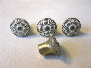 (4) Vintage Brass Finish French Provincial Drawer Pulls / Knobs - - W/ Screws