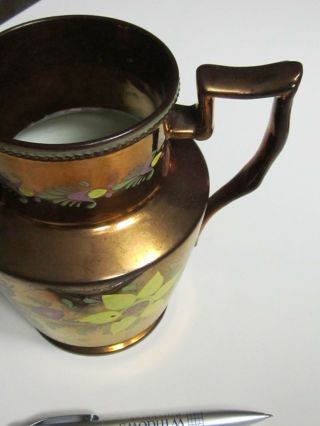 Copper Luster Pitcher & Cup Painted,  Early 1900 ' s Rare Beautifull Shavers 4