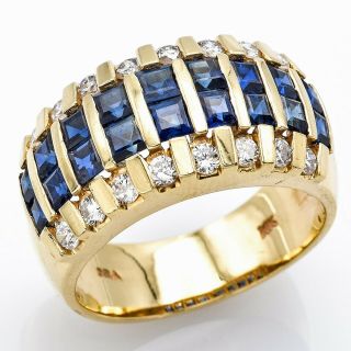 Vintage 14k Yellow Gold 3.  06 Tcw Sapphire & 0.  64 Tcw Diamond Ring 8.  4 G F/g Si - 1
