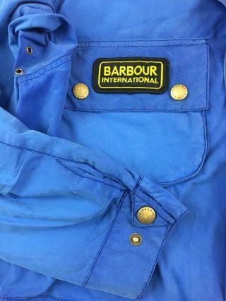 Vintage Barbour Mens Steve McQueen Blue Pilot Made In UK Large Waxed Cotton 4