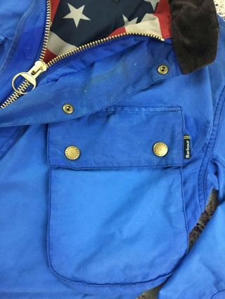 Vintage Barbour Mens Steve McQueen Blue Pilot Made In UK Large Waxed Cotton 5