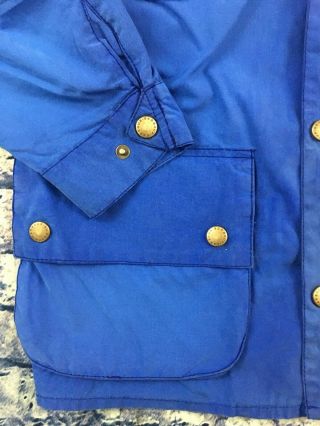 Vintage Barbour Mens Steve McQueen Blue Pilot Made In UK Large Waxed Cotton 7