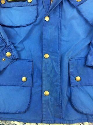 Vintage Barbour Mens Steve McQueen Blue Pilot Made In UK Large Waxed Cotton 8