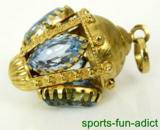 Venetian Etruscan Revival 18k Yellow Gold Topaz Lantern Fob Charm Bauble Pendant