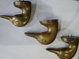 Vintage Brass Door Knob Set Of 3.  Duck