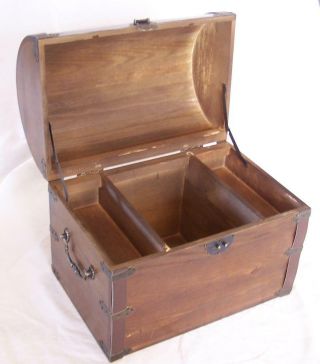 Wooden Treasure Chest Storage Box W Shelf Old Looking S 001 Wood Boxes