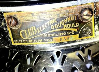 Unusual Rare Vintage 1920 ' s Club Electric Donut Mould Maker Model No.  S - 6 2