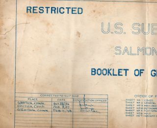 1936 Electric Boat Company Plans For U.  S.  Submarine Salmon 182