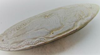 Rare Ancient Sasanian Carved Agate Stone Object With Warrior Depiction