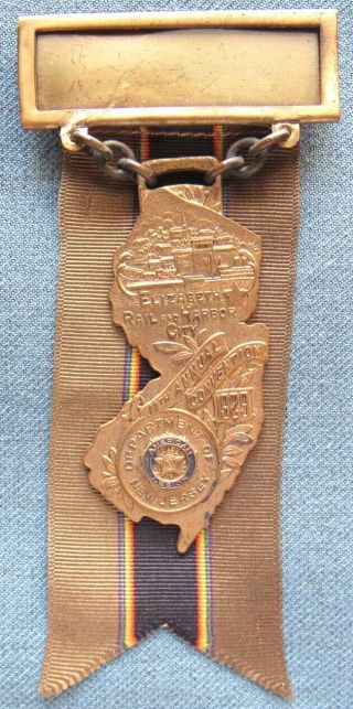 1929 American Legion Dept Of Nj 11th Annual Convention Badge In Elizabeth,  Nj